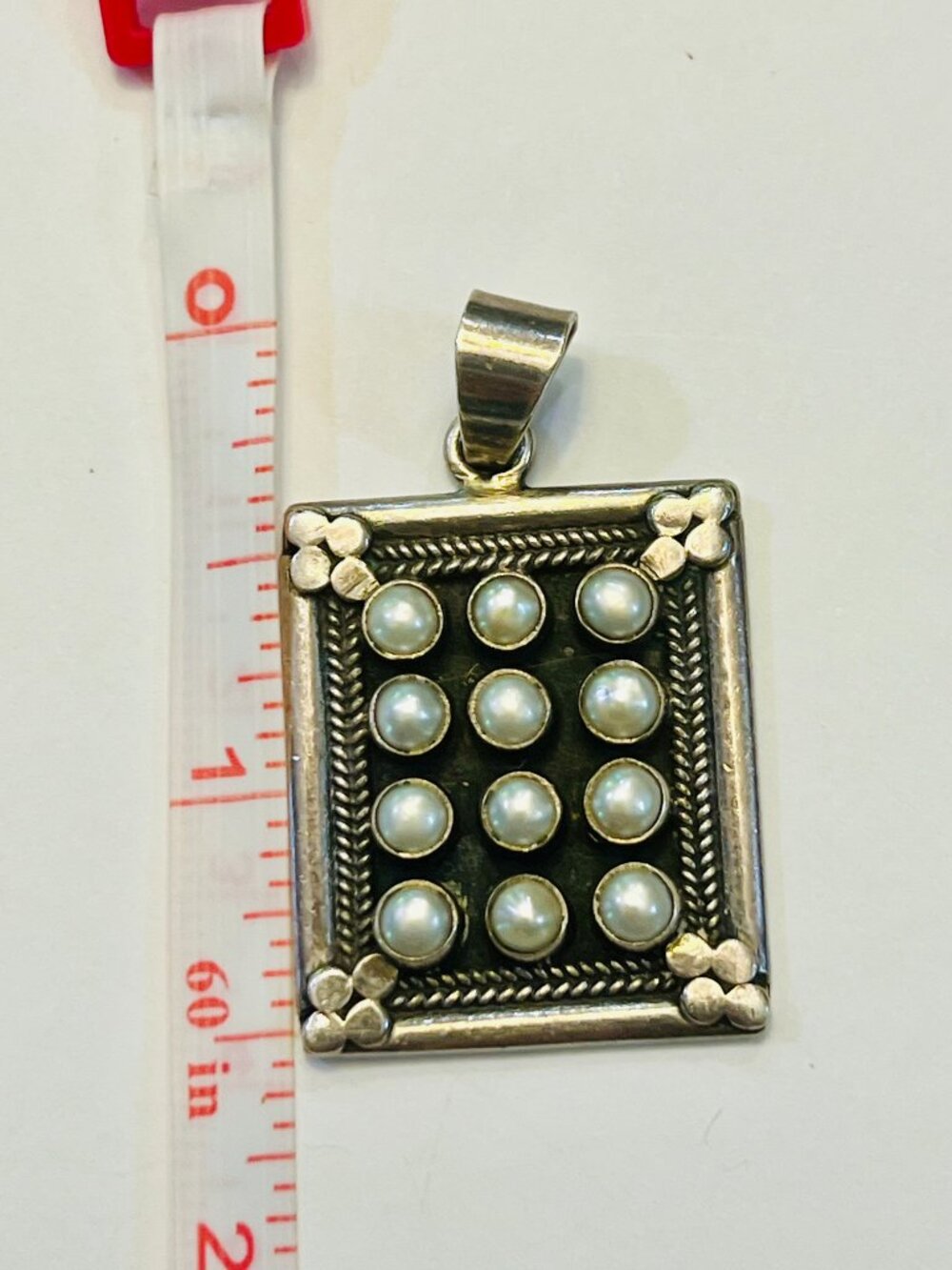 Sundance Sterling Silver 925 Rectangle Pendant with Pearls "RARE" - Picture 4 of 5